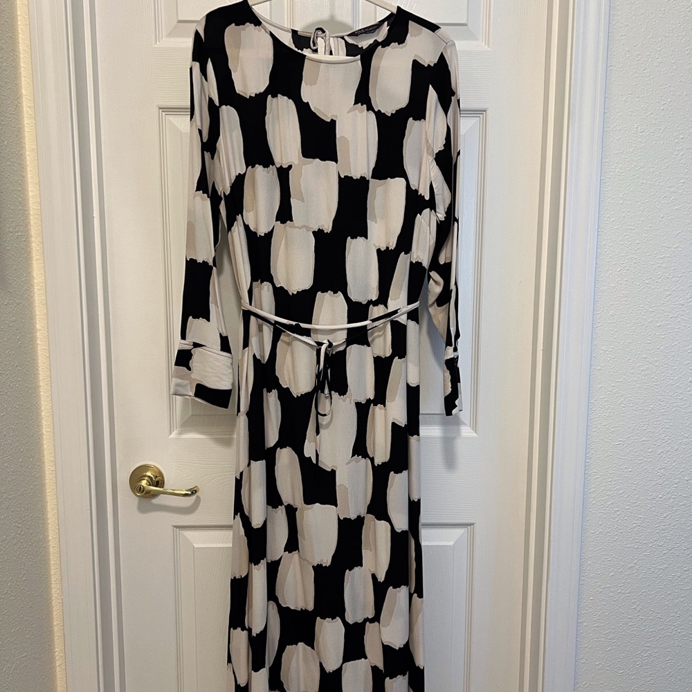 Marks & Spencer Black, White & Beige Patterned Dress